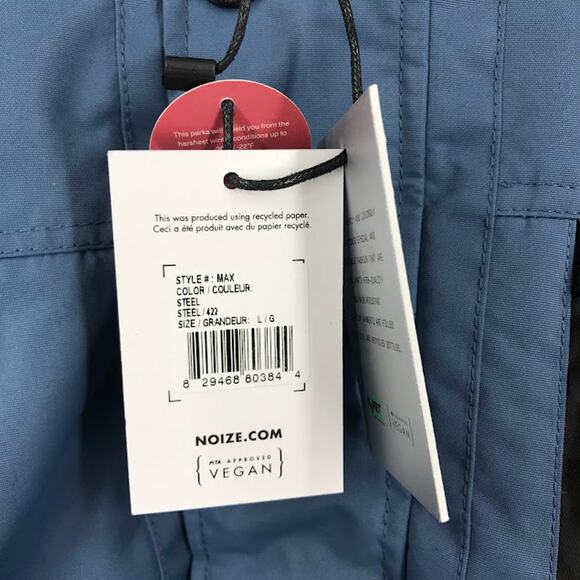 NOIZE Max Short Bomber Jacket L Faux Fur Hood Ribbed Hem Pockets Zip Up Snap NWT - Picture 4 of 6